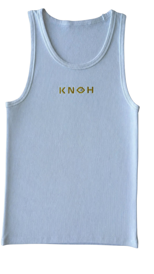 (KHOH ÈMINENCE) GOLD & WHITE RIBBED TANK TOP COUTURE