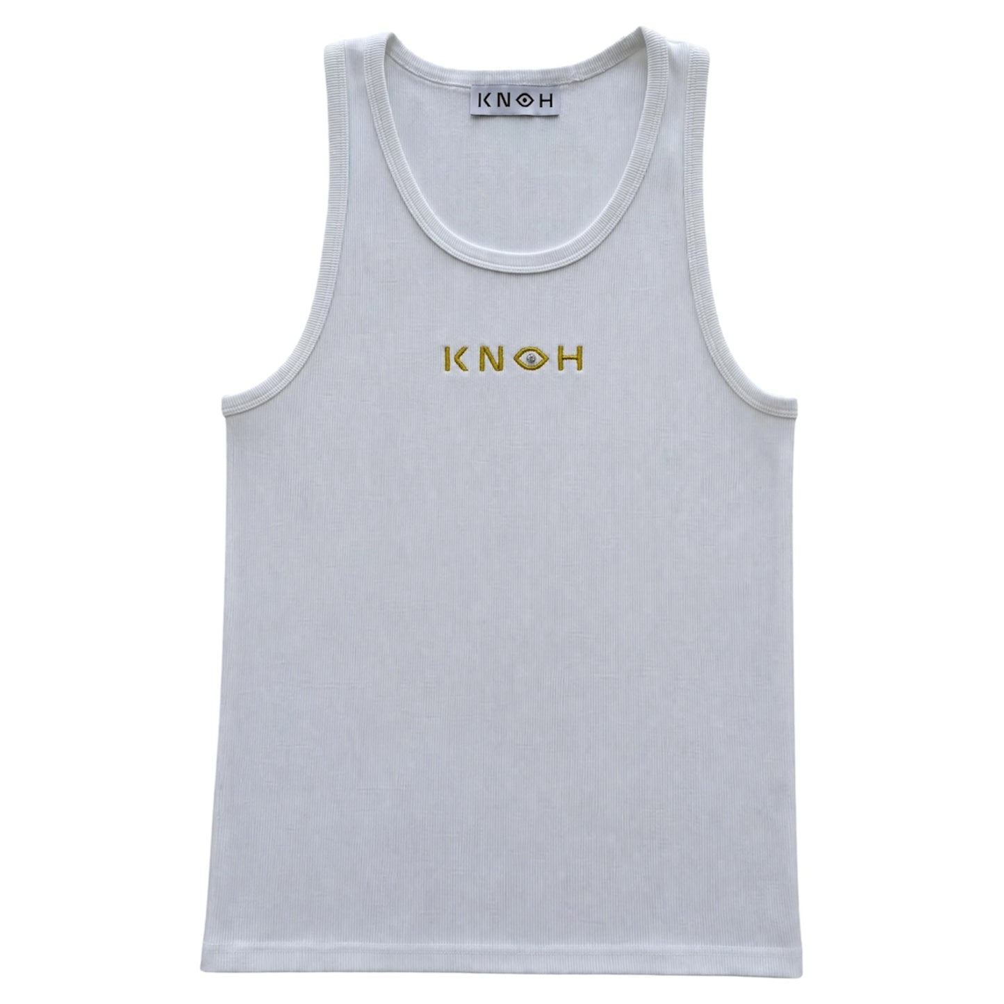 (KHOH ÈMINENT) GOLD & WHITE RIBBED TANK TOP REMOVABLE HALF CARAT VVS DIAMOND COUTURE