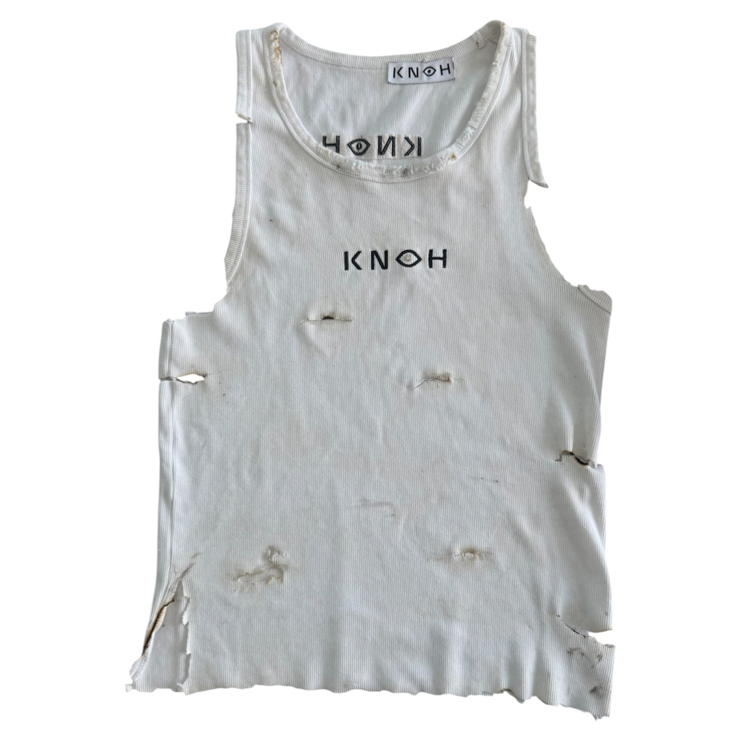 (KHOH ÈMINENT) 1 of 1 BLACK & WHITE RIBBED TANK TOP REMOVABLE HALF CARAT VVS DIAMOND COUTURE